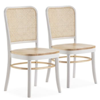 VESTA - Pack de 2 chaises couleur blanc/chêne