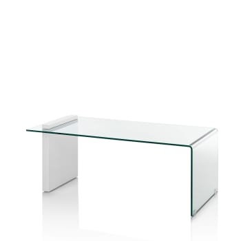 Feng - Tavolino in vetro e mdf bianco