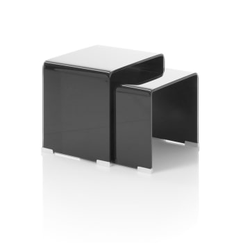 Set Di 2 Tavolini HAKU In Metallo - Design Art Deco, Nero/Oro, Diametro 52 E 62 Cm