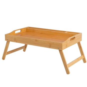 Plateau de lit pour petit déjeuner, table pliable en bois de chêne 53x