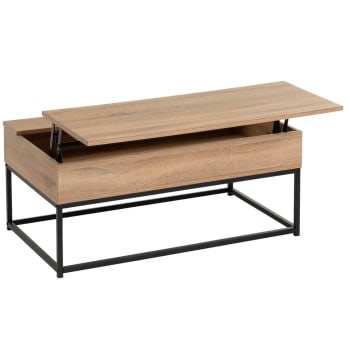 Table basse coffre en bois et métal noir 100x55x40cm