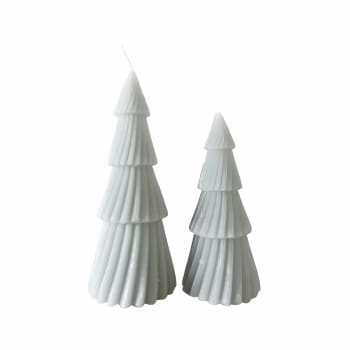 2 velas navideñas en forma de árbol en cera de soja color plata