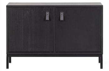Vt - Buffet bas 2 niches 81x35x41 cm en bois de pin noir - KARGO