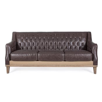 Manoir - 3-Sitzer-Sofa Lederoptik, braun