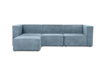 HARPER - 3-Sitzer-Sofa Chaiselongue bezogen blauem Cordcornish-Samt