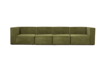HARPER - 4-Sitzer-Sofa Chaiselongue bezogen grünem Kord-Samt