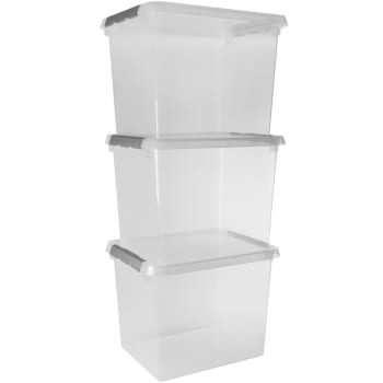 Comfort line - 3er-Set Aufbewahrungsboxen, 52L, transparent