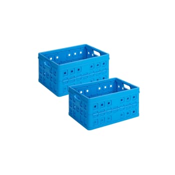 SQUARE - 2er-Set Klappboxen, 32L, blau