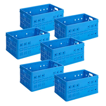 SQUARE - 6er-Set Klappboxen, 46L, blau