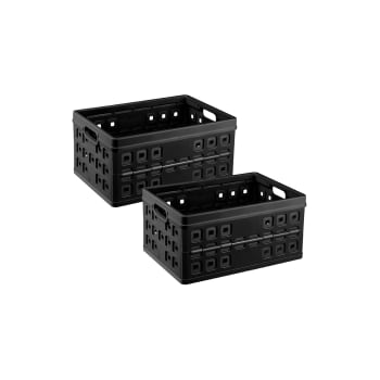 4er-Set Klappboxen, 46L, schwarz SQUARE