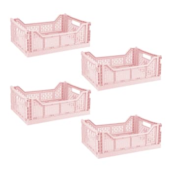 BASIC - 4er-Set Klappboxen, 15L, rosa