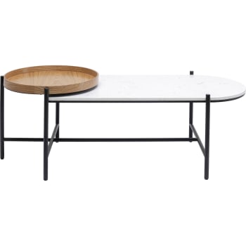 Layered - Table basse en marbre blanc, frêne et acier noir
