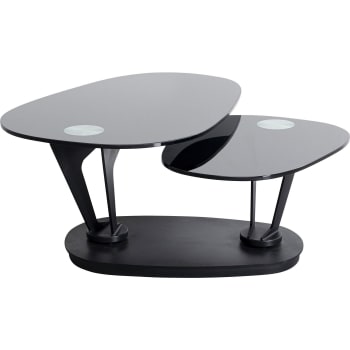 Franklin - Table basse pivotante en verre et acier noir