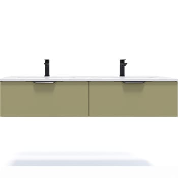 Soho - Meuble salle de bain double vasque 140cm 2 tiroirs Vert