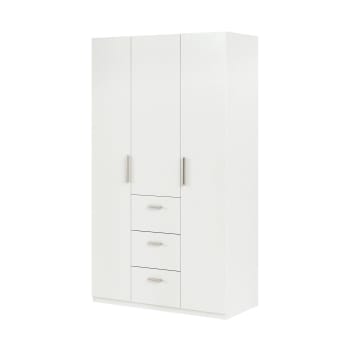 Dmagnini - Guardaroba 3 ante effetto legno bianco 211x52h180 cm