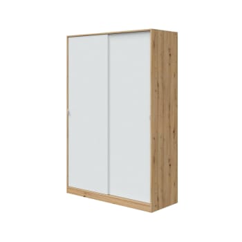 Dnoce - Guardaroba 2 ante effetto legno bianco, rovere nodi 211x50h200 cm