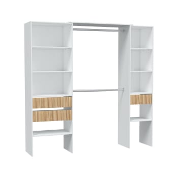 Donest - Armoire effet bois blanc, beige 196x40 cm