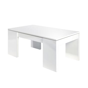 Dgollin - Tavolino da salotto effetto legno bianco lucido