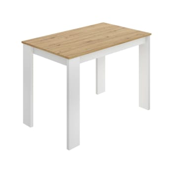 Badile - Tavolo fisso effetto legno rovere nodi e bianco 110x67