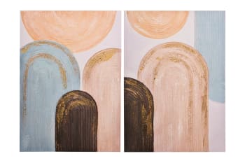 Set de 2 lienzos multicolor de madera 50x3x70cm