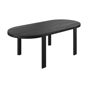 Pero - Table ovale 8 personnes en bois de teck recyclé noir 220 cm