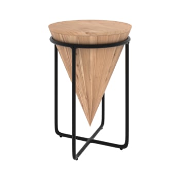 Mafana - Mesa auxiliar de madera de acacia y metal de 36 cm de diámetro