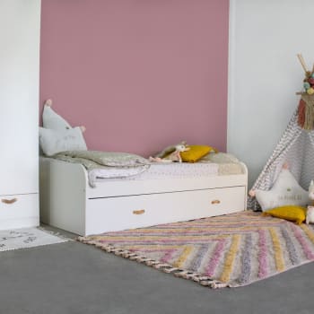 Banco cama para niños en madera blanca 190 x 90 y cajones, Jules - Happy  Garden