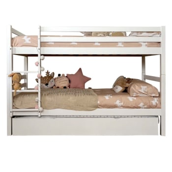 Isabela - Litera + cama de arrastre madera blanco 90x195cm