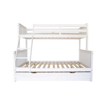 Wendy - Litera triple + cama de arrastre blanco madera 135 cm
