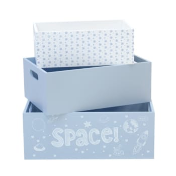 Space - Cajas set 3 de mdf azules 15x40x28/13x35x23/11x30x18cm