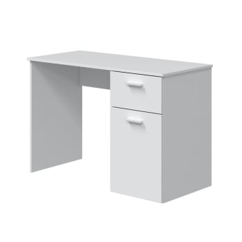 Dhaver - Bureau avec 1 tiroir et 1 porte effet bois blanc