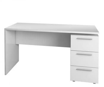 Dbuttar - Bureau avec 2 tiroirs et 1 porte effet bois blanc