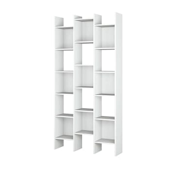 HOMCOM Libreria ad Albero in Legno Bianco, Scaffale Salvaspazio a Colonna  con 10 Ripiani, 50x28x142cm