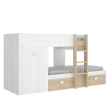 Dbajram - Bett in weiß- und eichenholzoptik, 190x90