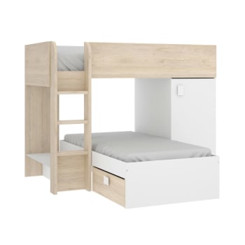 Dguerci - Composizione camera da letto effetto legno bianco, rovere 200x112 cm