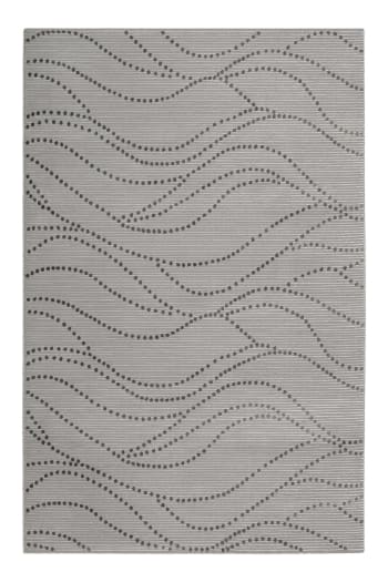Selena - Tapis plat velours ras à reliefs motif gris sur fond taupe 200x290