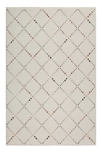 Ina - Flacher Teppich mit Rautenmuster auf taupem Hintergrund 200x200