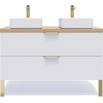 Venice - Meuble salle de bain 2 vasques posées 120cm 2 tiroirs Blanc