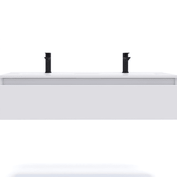 Hudson - Meuble salle de bain double vasque 120cm 1 tiroir Blanc