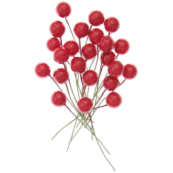 Bayas rojas decorativas - 24 piezas de 8 cm
