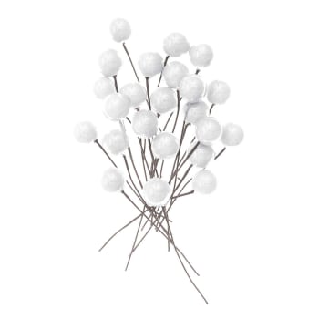 Bayas blancas decorativas - 24 piezas de 8 cm