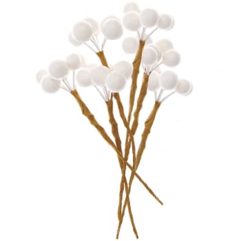 Bayas blancas decorativas - 6 piezas de 9 cm