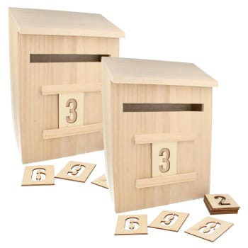 2 Calendari dell'Avvento con cassetta delle lettere in legno 28 cm