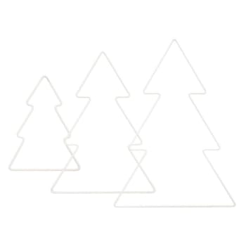 Juego de 3 árboles de navidad blancos metalizados - 11, 14, 20 cm