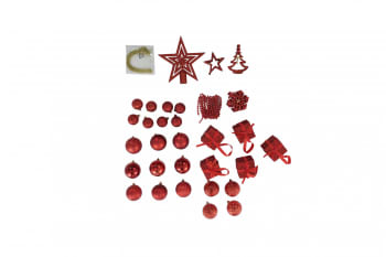 Boîte de 50 pièces décorations de Noël en plastique rouge