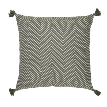 Federa Per Cuscino HOMESCAPES Rajput In Cotone Verde – 60x60 Cm, Tinta Unita, Con Cerniera, Per Divano E Letto - 3