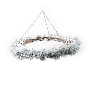 ARTICOLI NATALIZI - Ghirlanda tonda natalizia da appendere "Snow" con griglia in metallo