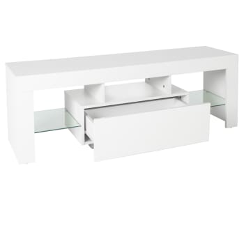 MALMO - Mueble de TV con luz LED mesa soporte base blanco módulo