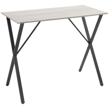 Table de bar - table haute de cuisine - acier noir aspect bois blanc