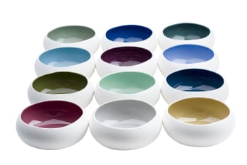 RAINBOW - Lot de 12 Coupes en Porcelaine, multicolore, D16 X H6,5 cm